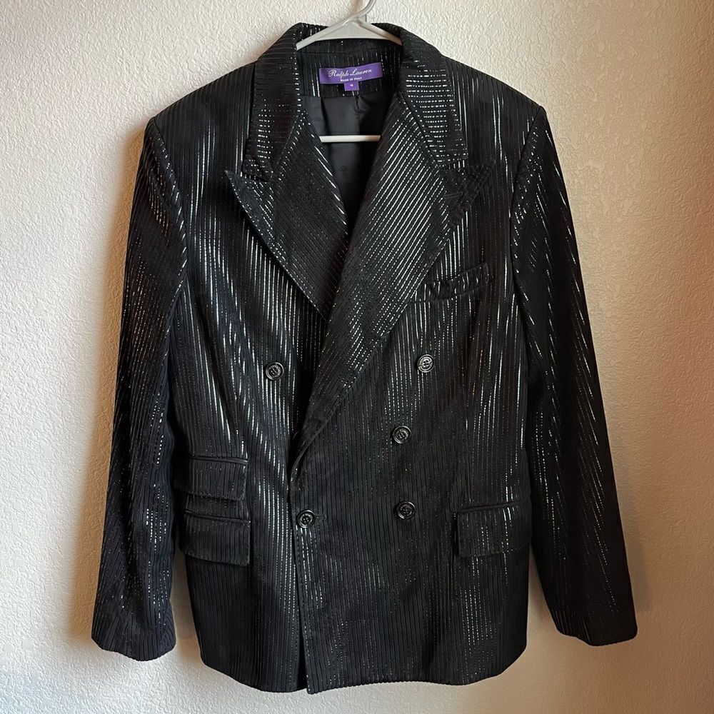 Ralph Lauren Collection Lamb Suede Pinstripe Blazer